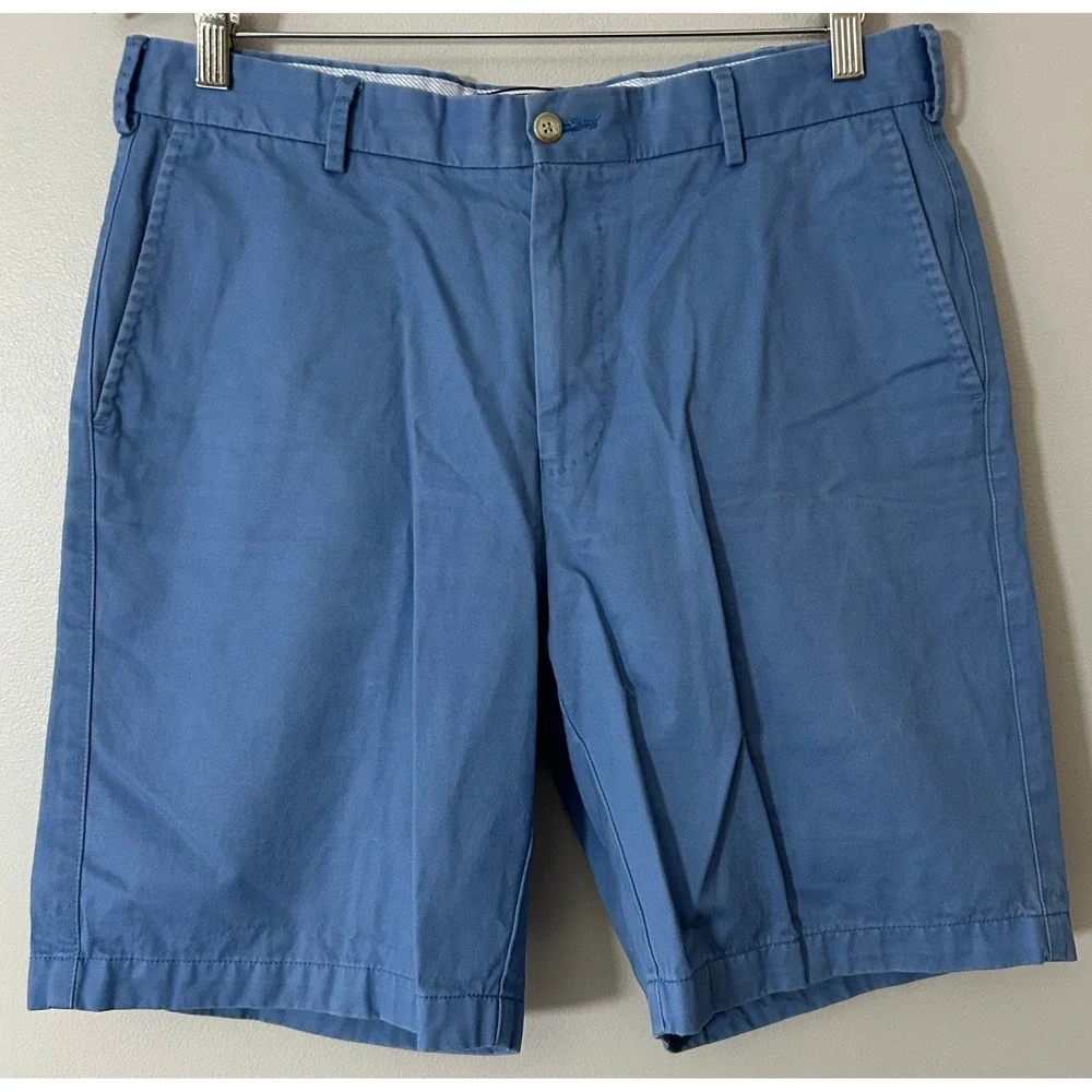 Peter Millar Shorts Mens 34 Blue Flat Front Chino Golf Pima‎ Cotton Twill 8.5